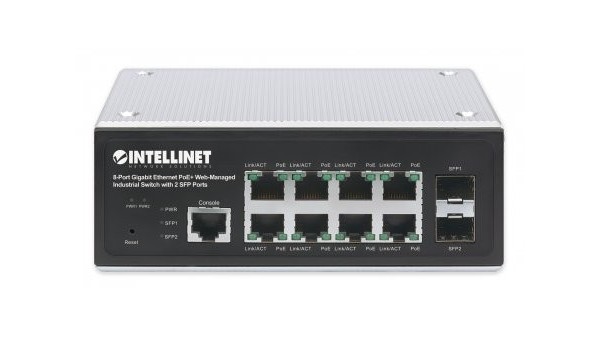 508278 工业8端口千兆以太网PoE+第2层+网络管理交换机，带2个SFP端口