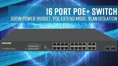 300W 功率支持，一线连接未来：以太联-Intellinet 561419 全新发布 16端口千兆以太网 PoE+ 交换机