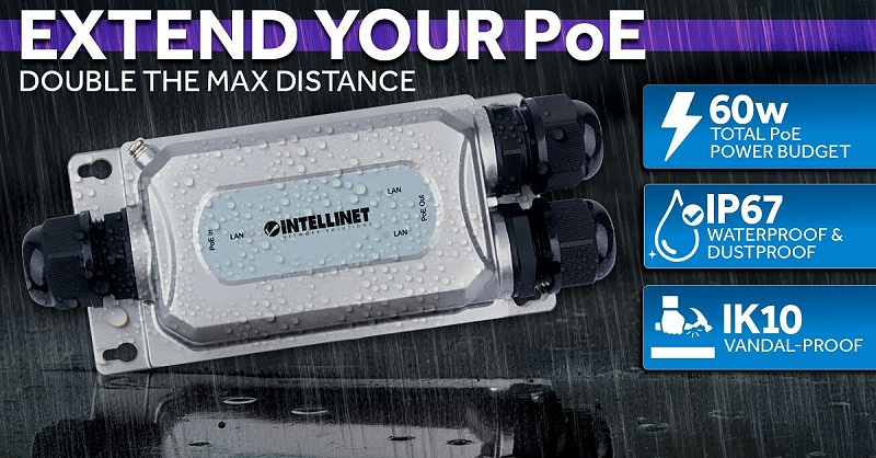 以太联-Intellinet 561648 户外防破坏千兆PoE延长器