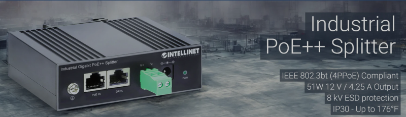 以太联 Intellinet 508940 工业级千兆POE++分流器