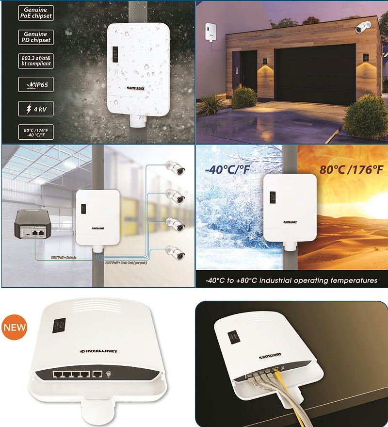 INTELLINET-以太联 509220 室外 PoE 供电 5 端口千兆交换机