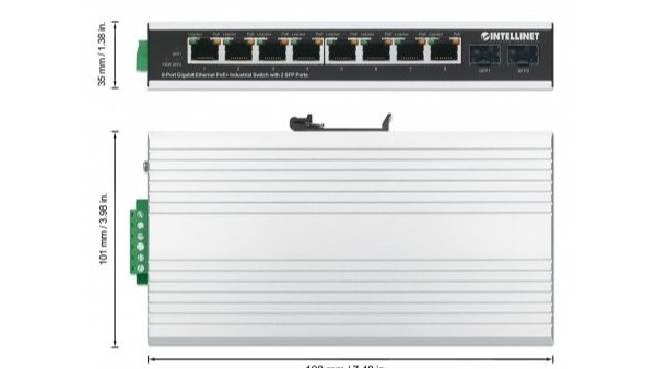508261 工业 8 端口千兆以太网 PoE+ 交换机,带 2 个 SFP 端口